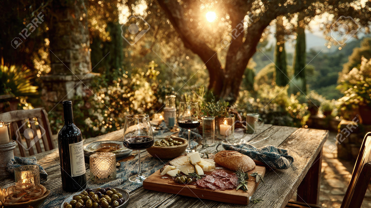 Cena nocturna rodeado de bosque